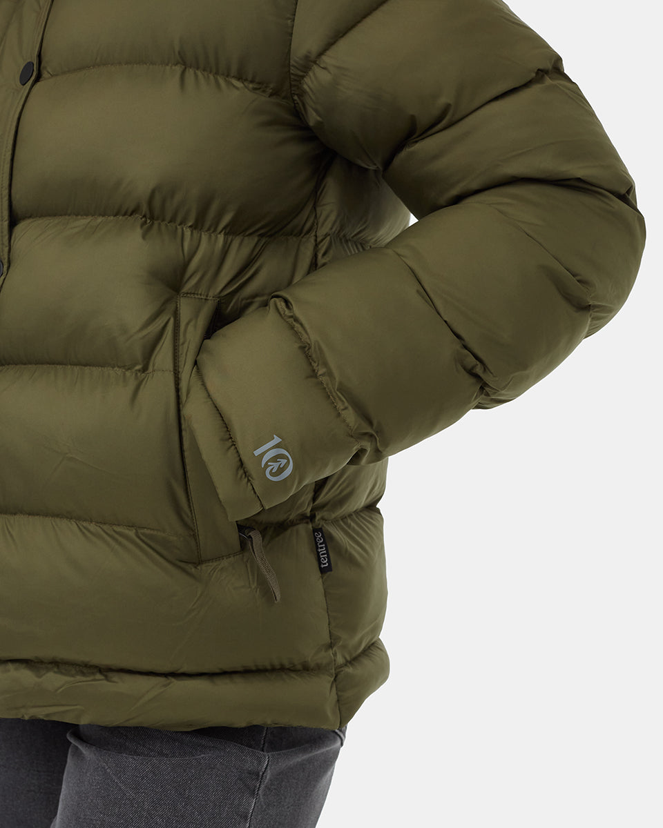 Tentree Ungendered Cloud Shell Mid-Length Puffer - Olive Night Green