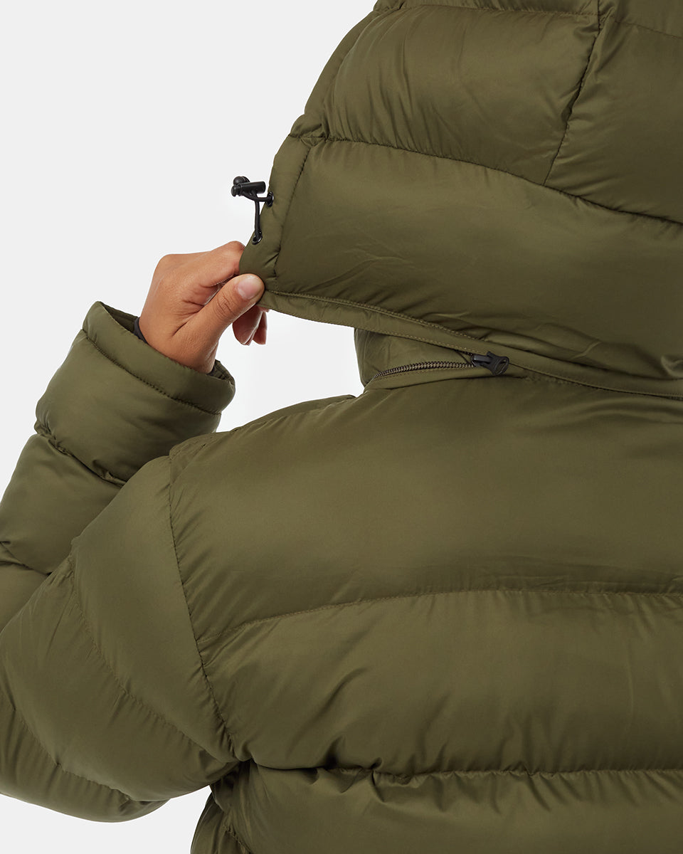 Tentree Ungendered Cloud Shell Mid-Length Puffer - Olive Night Green