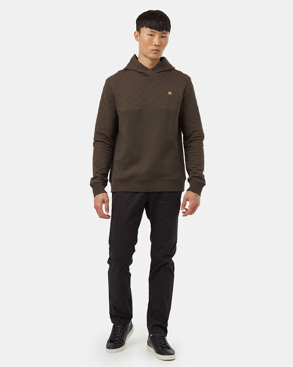 Tentree Men's Quilted Block Hoodie - Black Olive Green