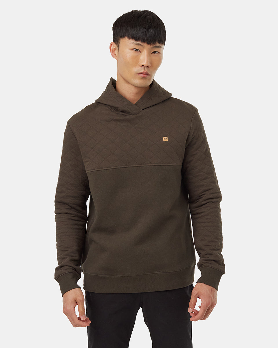 Tentree Men's Quilted Block Hoodie - Black Olive Green