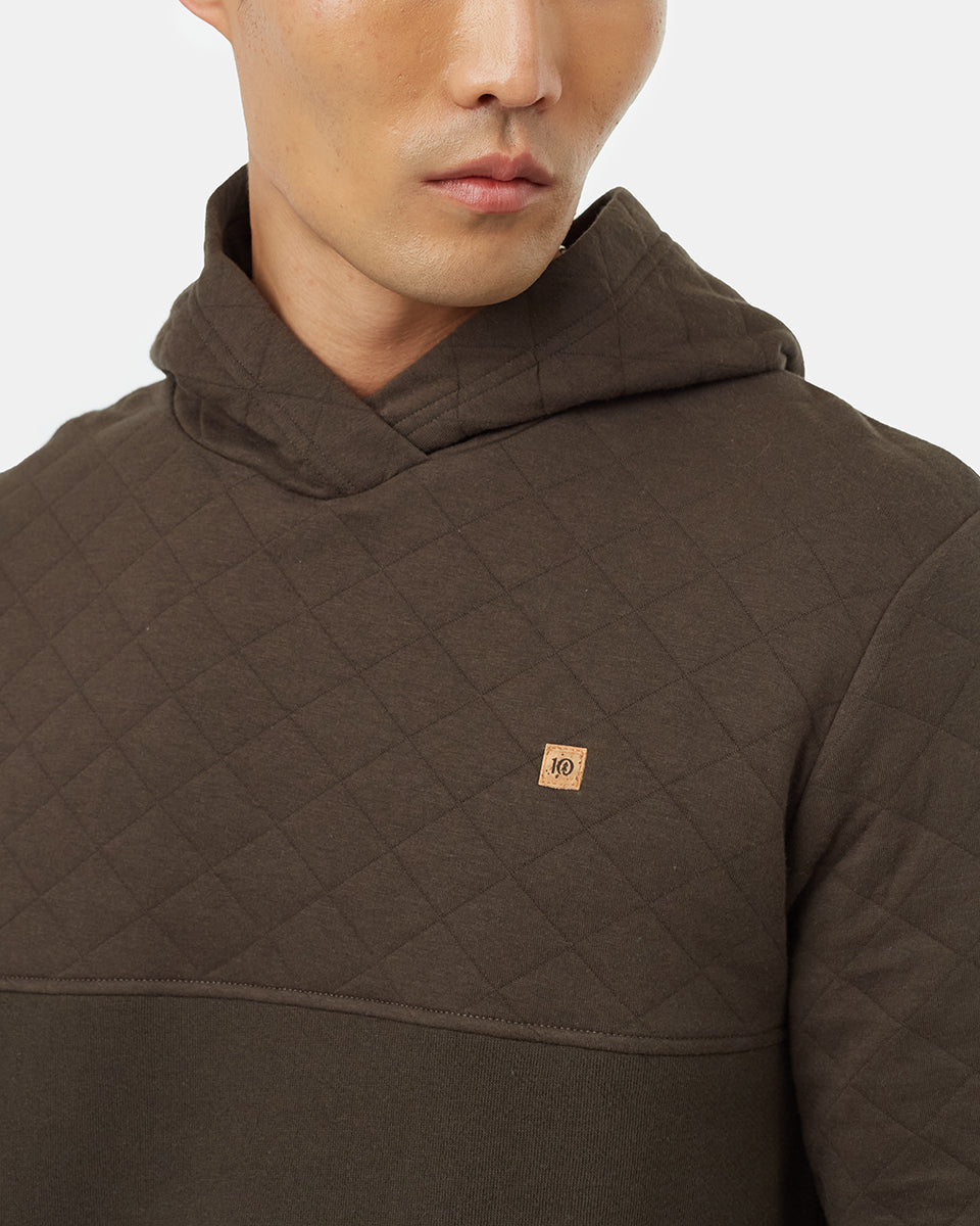 Tentree Men's Quilted Block Hoodie - Black Olive Green