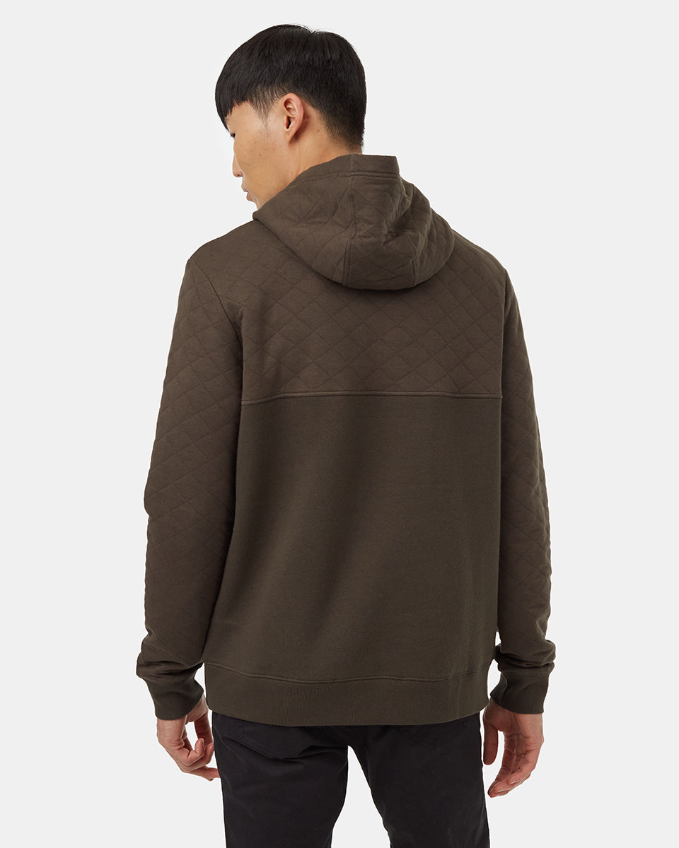 Tentree Men's Quilted Block Hoodie - Black Olive Green