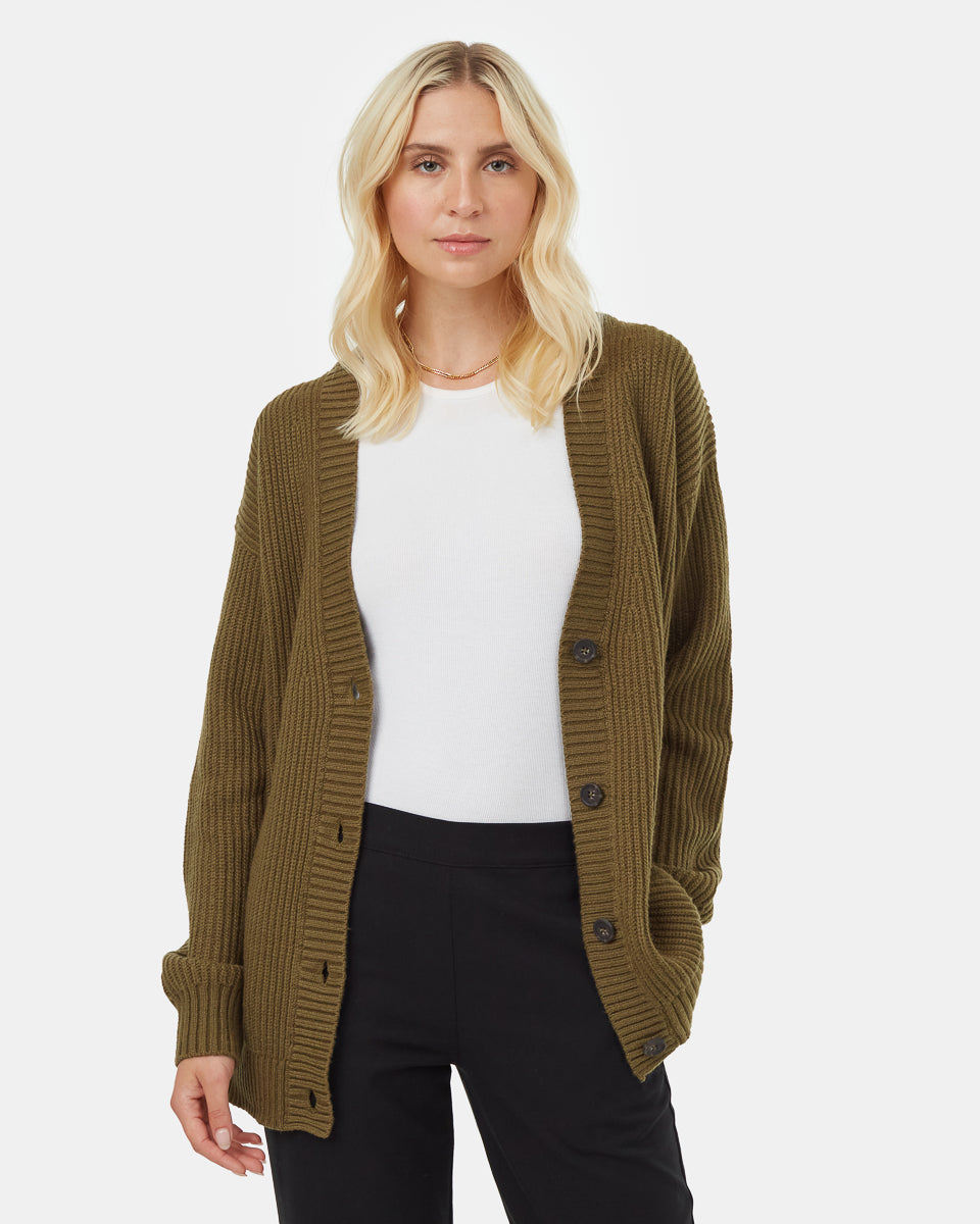 Tentree Women's Oversized Button Cardigan - Uniform Green