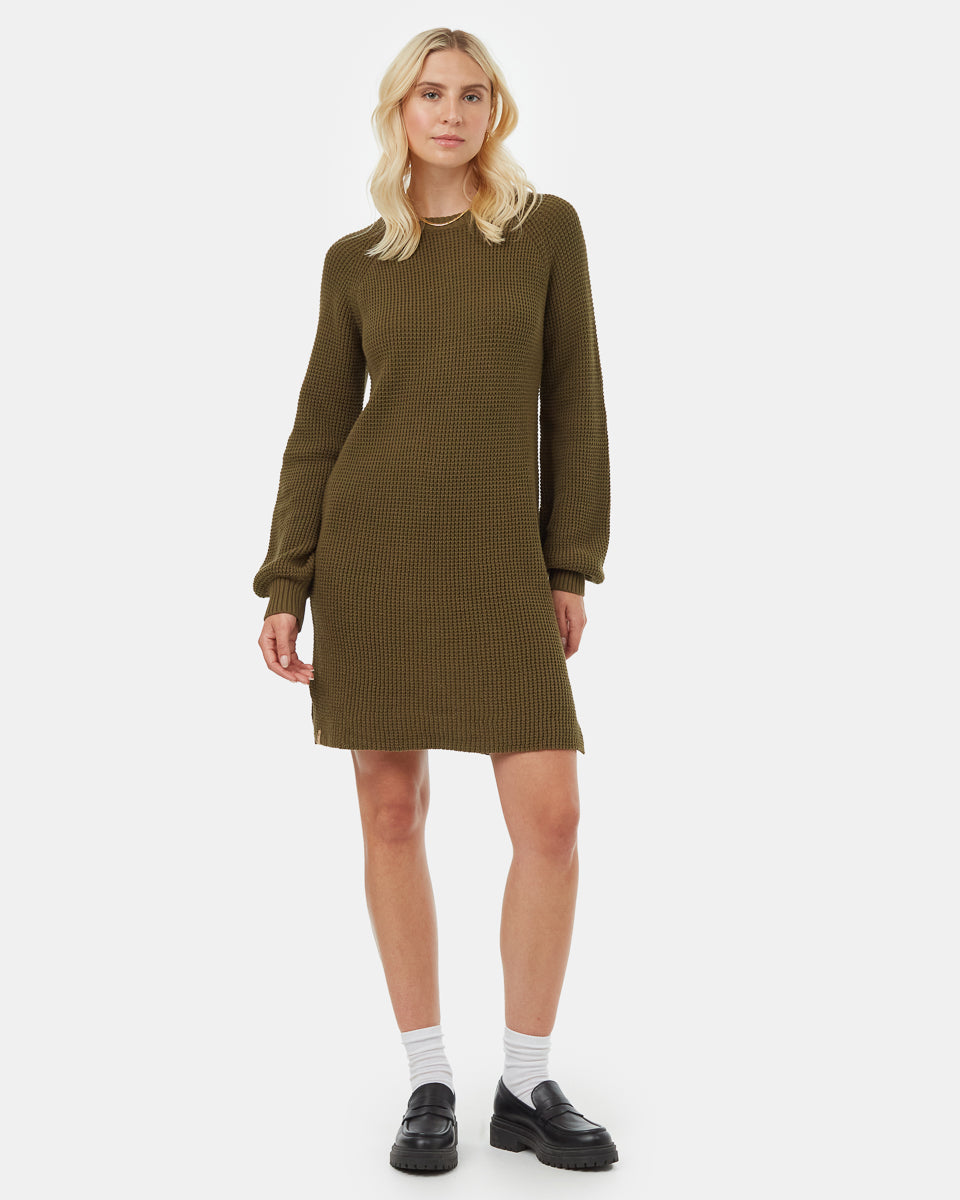 Tentree Women's Highline Crew Neck Dress - Uniform Green