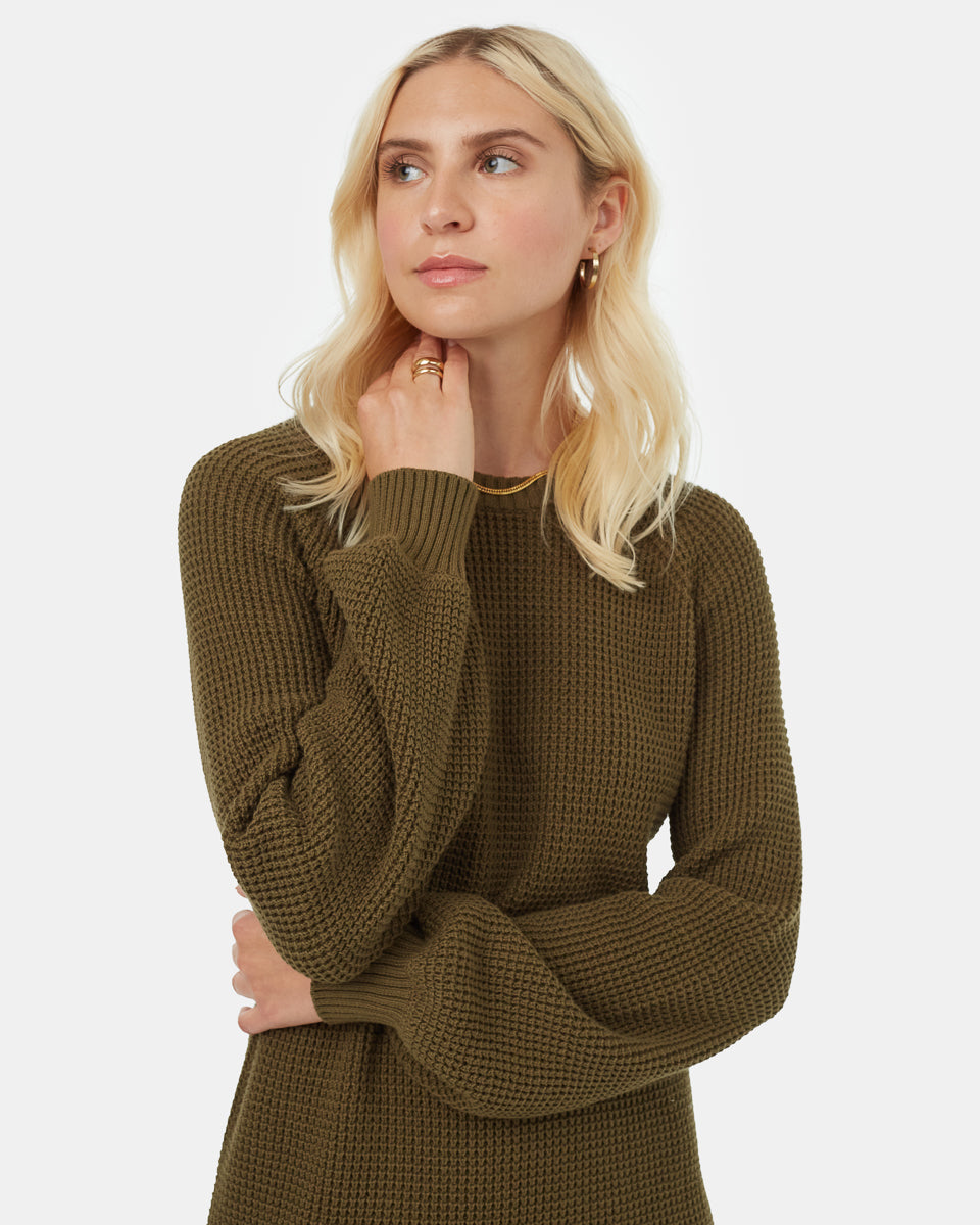 Tentree Women's Highline Crew Neck Dress - Uniform Green