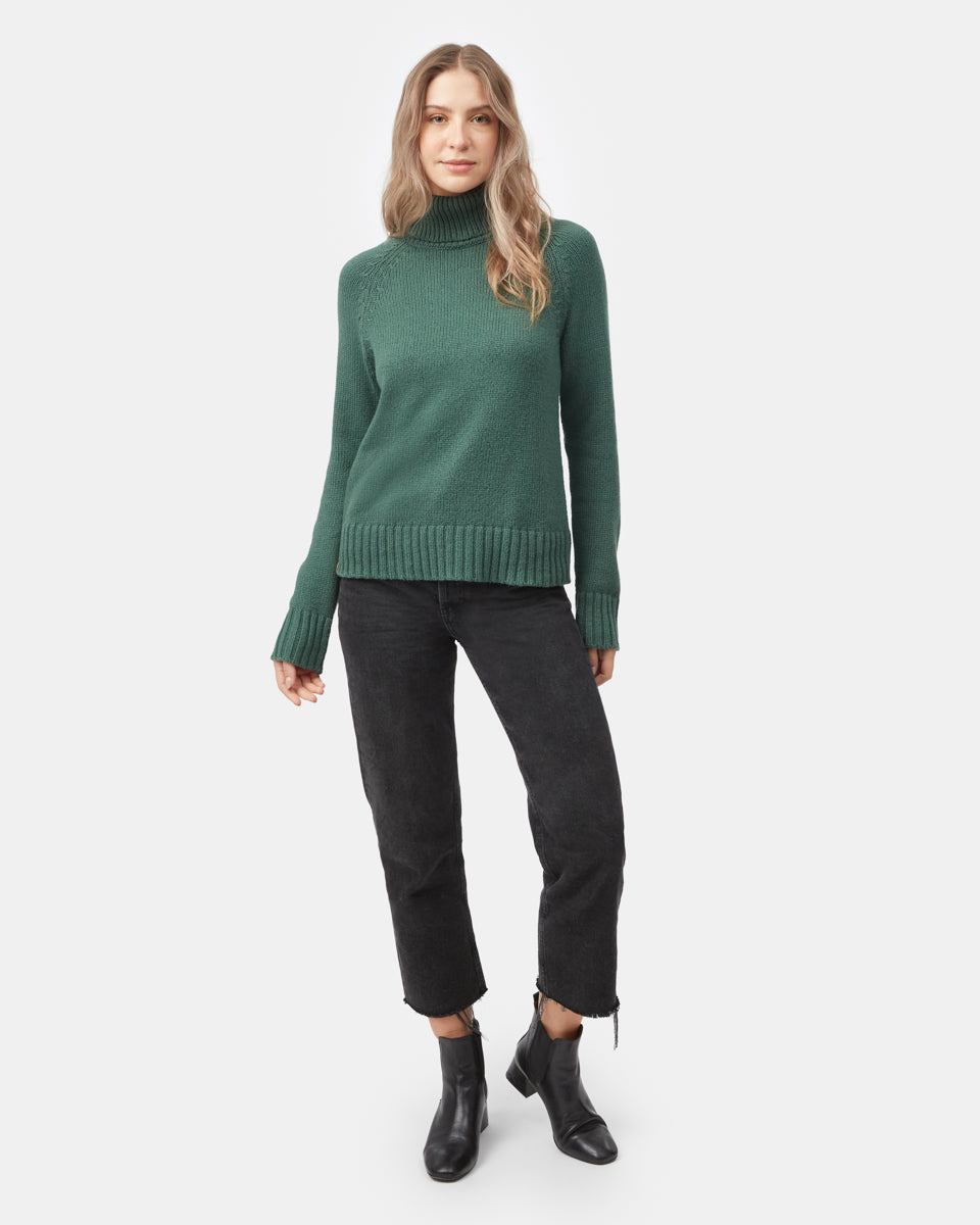 Tentree Women's Highline Wool Turtleneck Sweater - Hunter Green