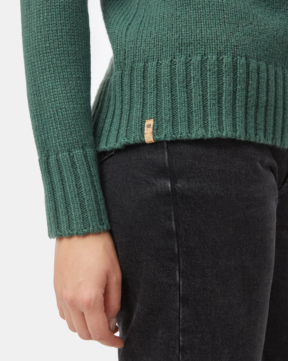 Tentree Women's Highline Wool Turtleneck Sweater - Hunter Green