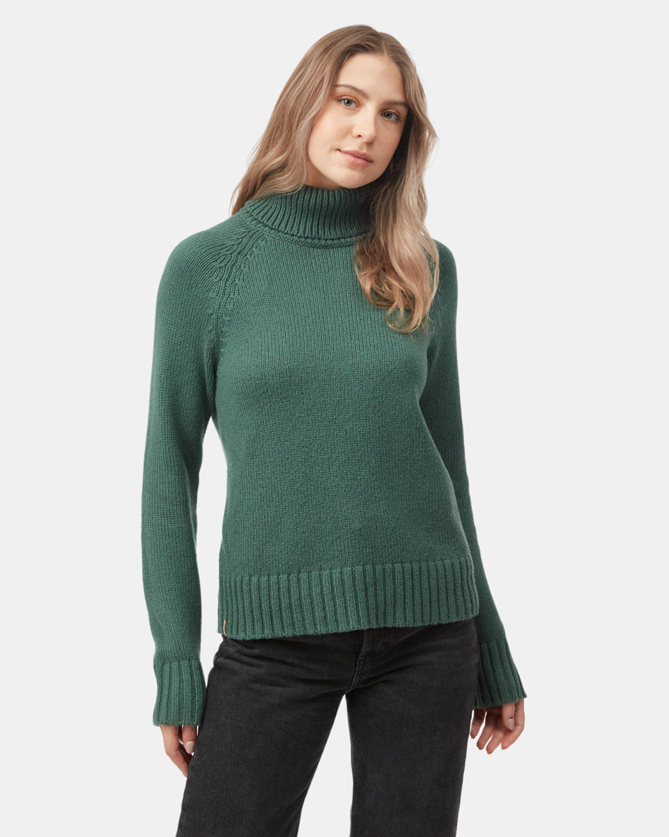 Tentree Women's Highline Wool Turtleneck Sweater - Hunter Green