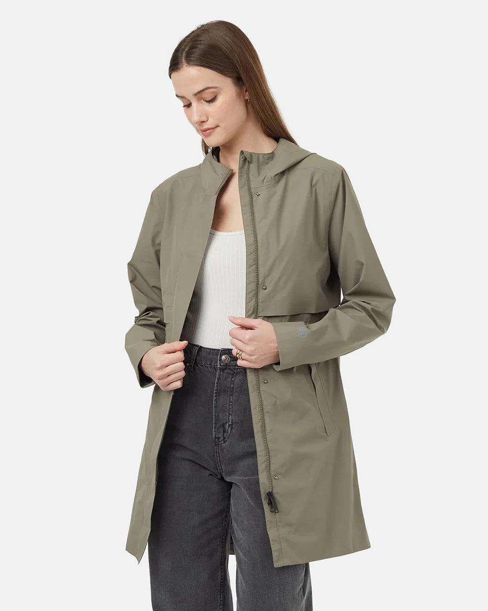 Tentree Women's Nimbus Long Rain Jacket - Deep Lichen Green