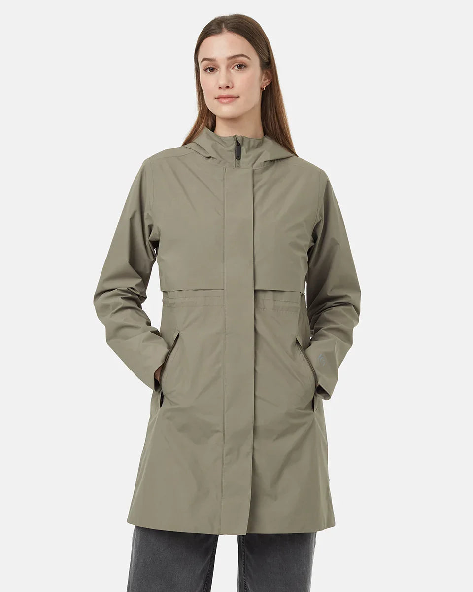 Tentree Women's Nimbus Long Rain Jacket - Deep Lichen Green