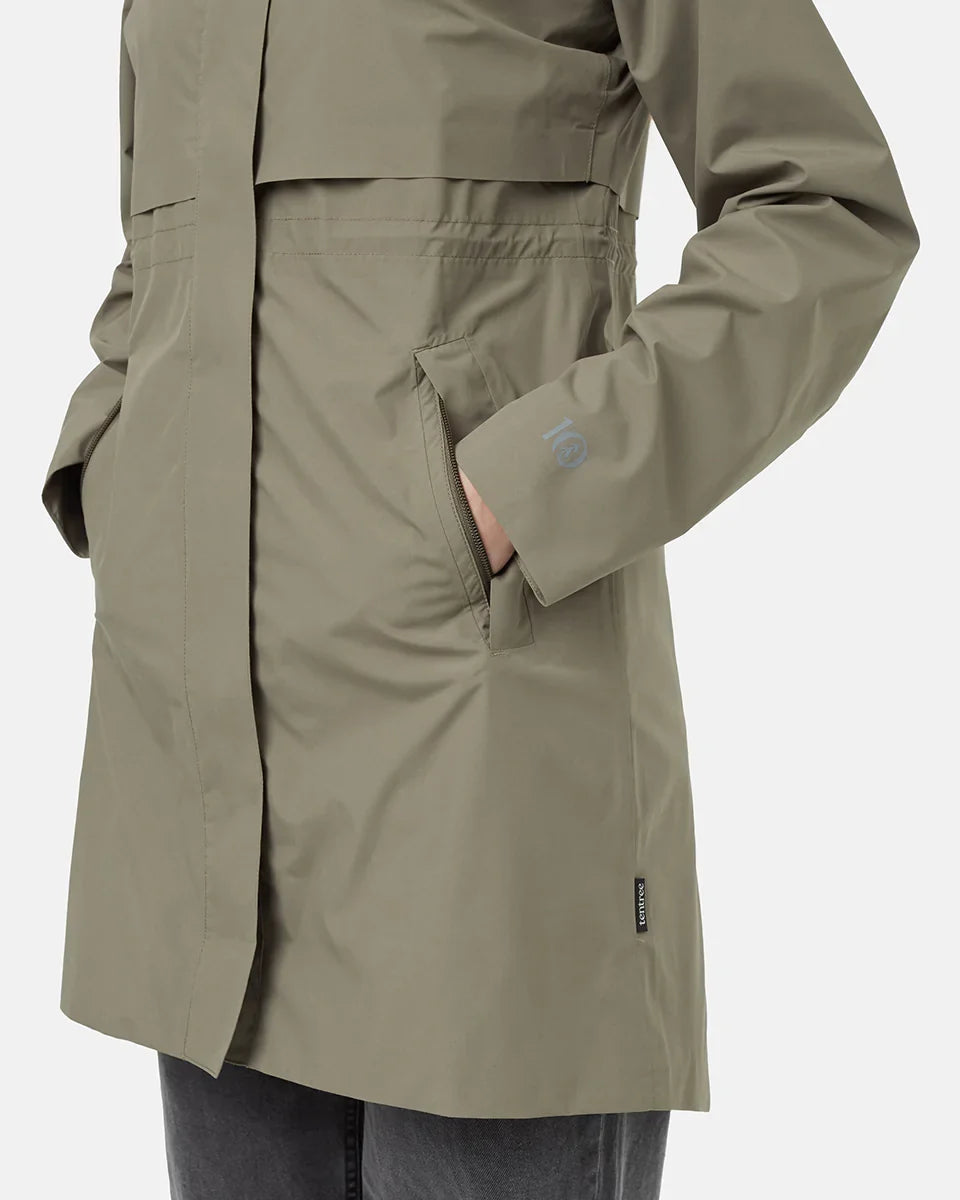 Tentree Women's Nimbus Long Rain Jacket - Deep Lichen Green