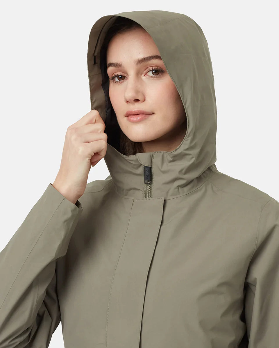 Tentree Women's Nimbus Long Rain Jacket - Deep Lichen Green