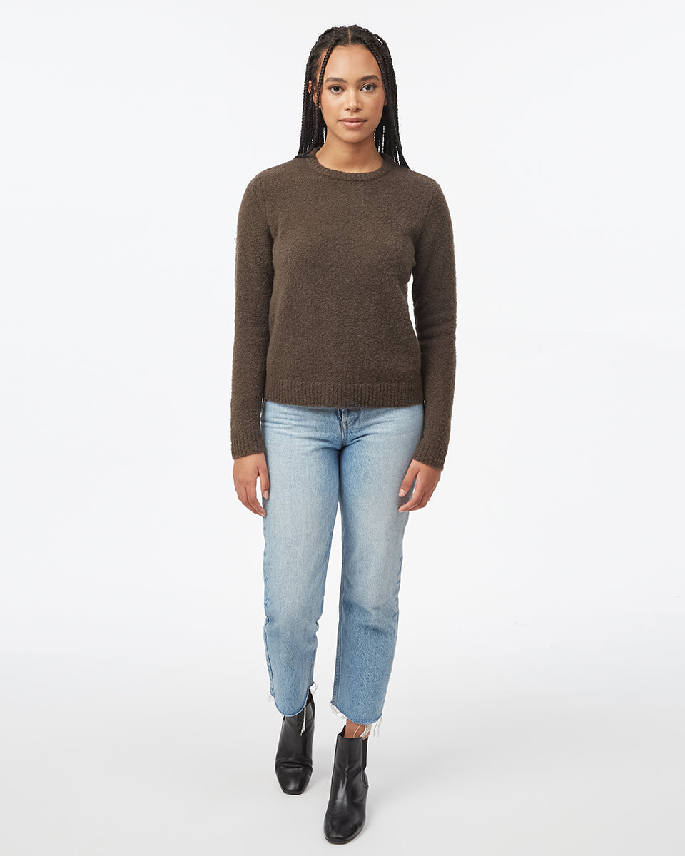 Tentree Women's Highline Fuzzy Crew Sweater - Black Olive Green