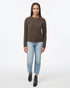 Tentree Women's Highline Fuzzy Crew Sweater - Black Olive Green