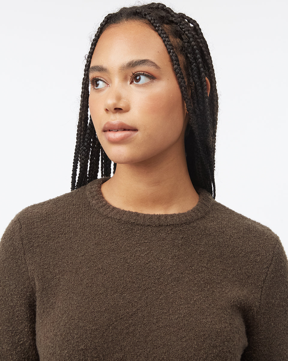 Tentree Women's Highline Fuzzy Crew Sweater - Black Olive Green