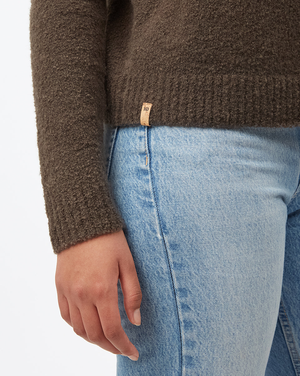 Tentree Women's Highline Fuzzy Crew Sweater - Black Olive Green