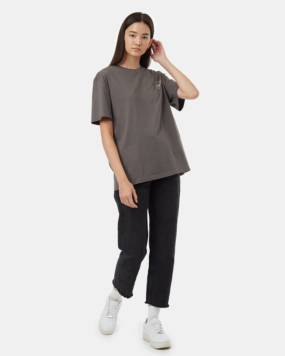 Tentree Ungendered Monarch Highway T-Shirt - Granite Grey Cloud White