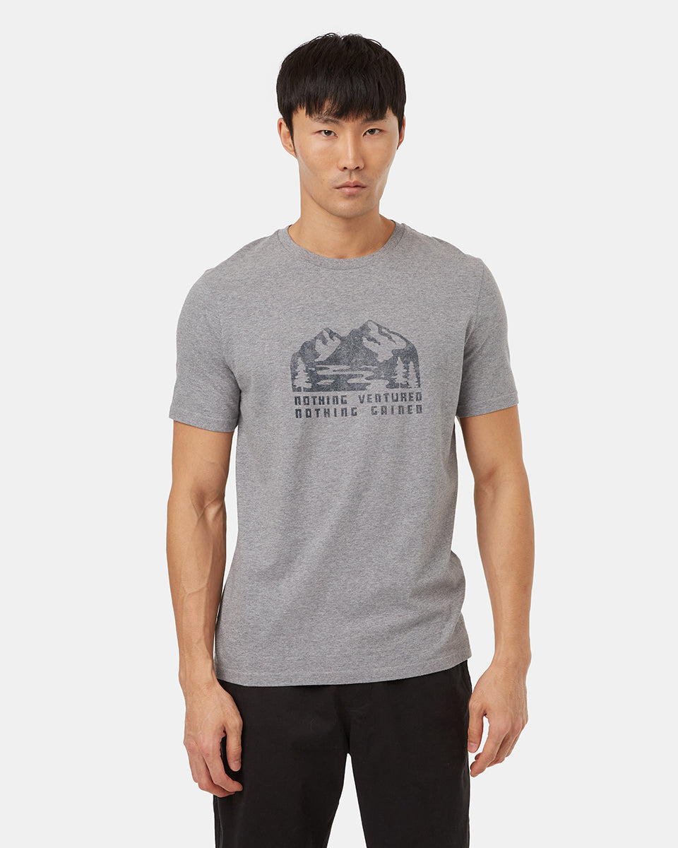 Tentree Men's Nothing Ventured T-Shirt - Grey Heather Dress Blue
