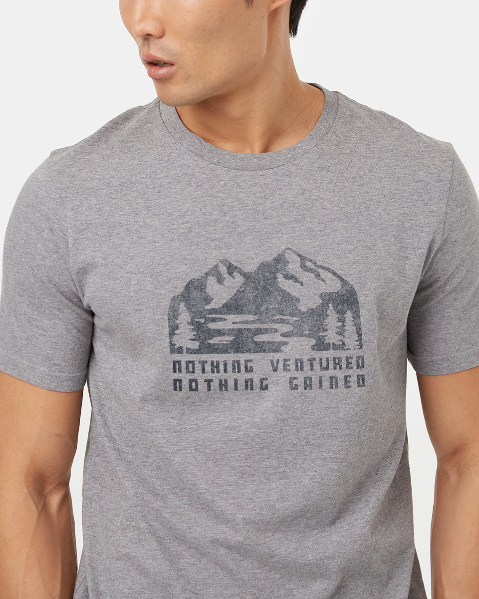 Tentree Men's Nothing Ventured T-Shirt - Grey Heather Dress Blue