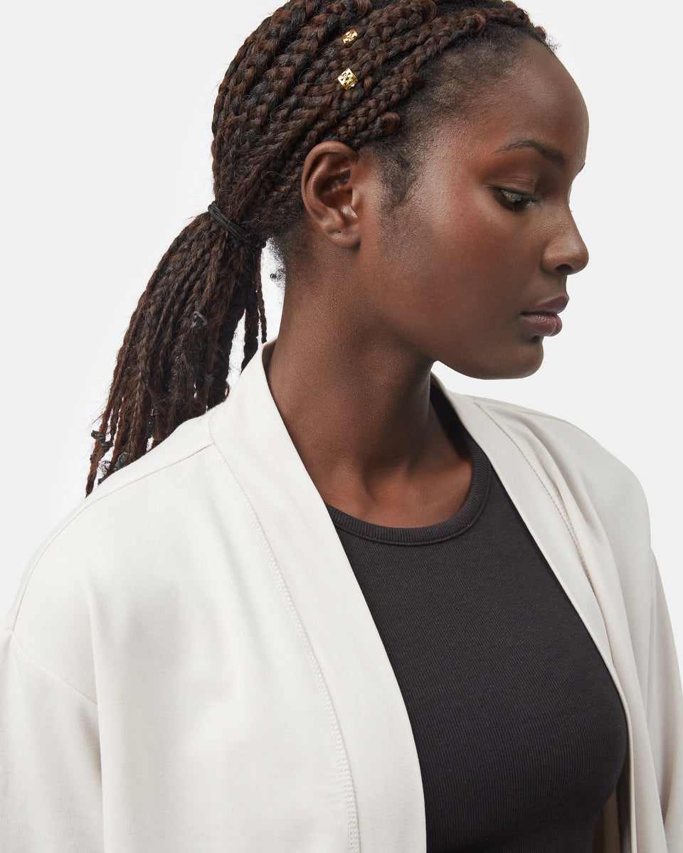 Tentree Women's French Terry Cardigan - Silver Cloud Grey