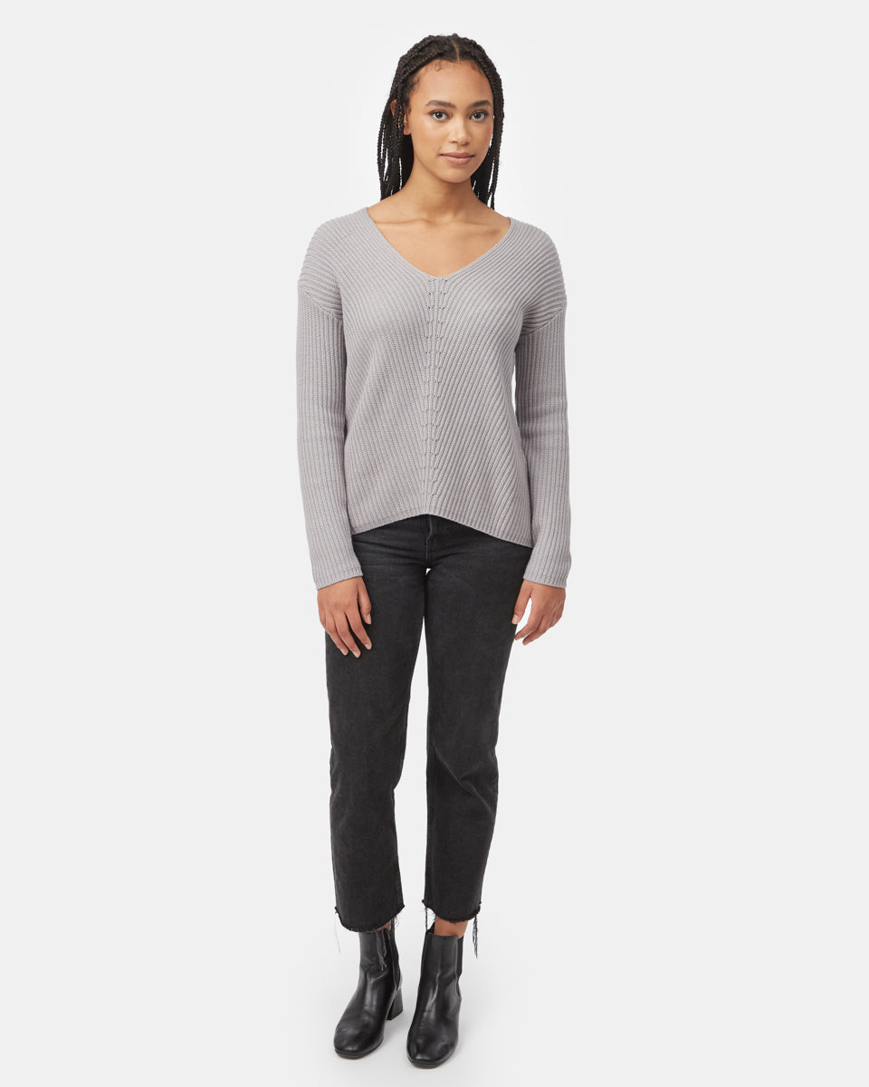 Tentree Women's Highline V-Neck Sweater - Zinc
