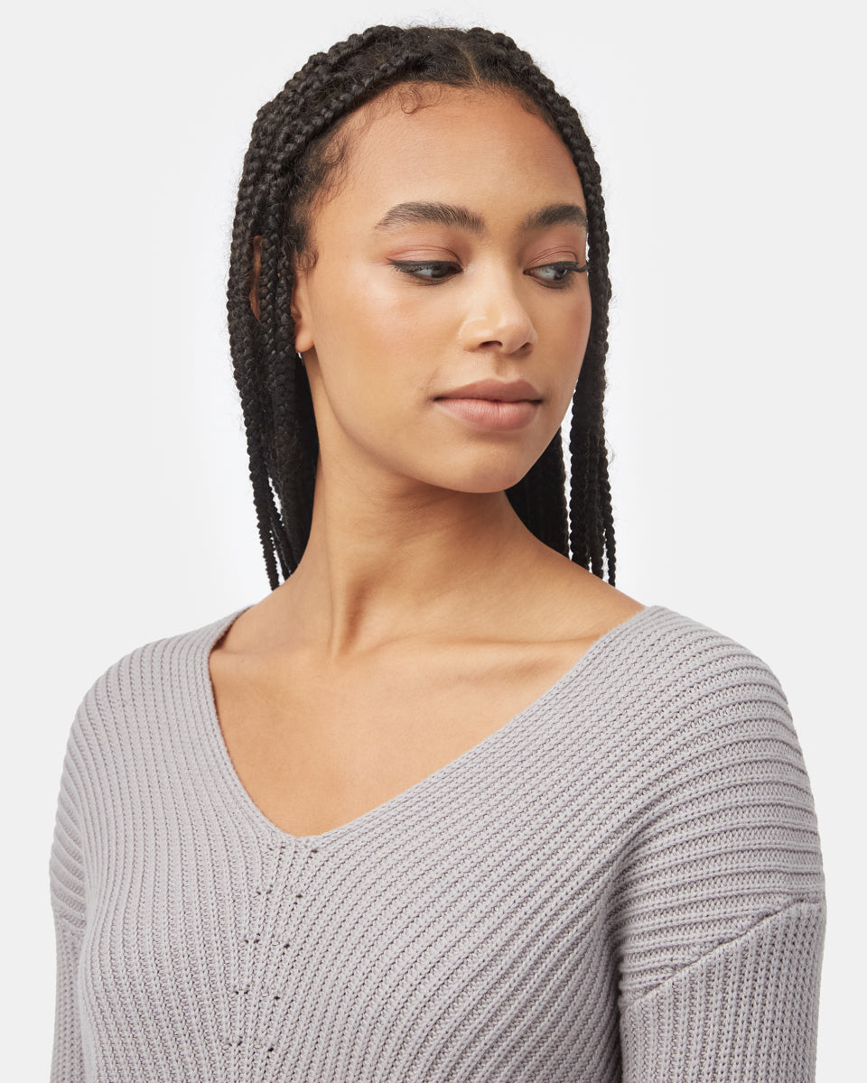 Tentree Women's Highline V-Neck Sweater - Zinc