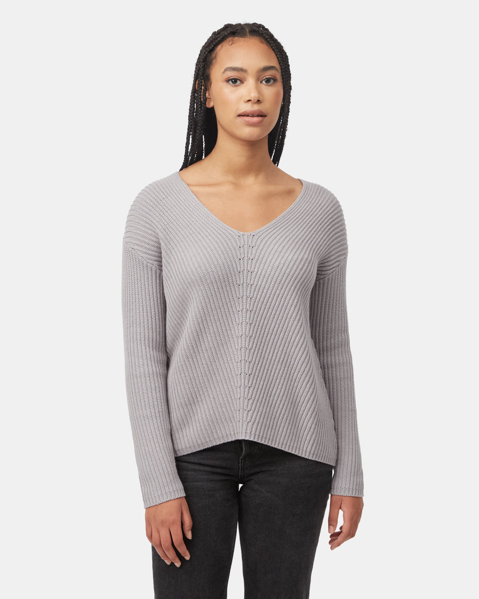 Tentree Women's Highline V-Neck Sweater - Zinc