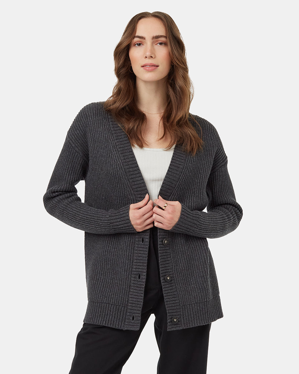 Tentree Women's Oversized Button Cardigan - Dark Grey Heather
