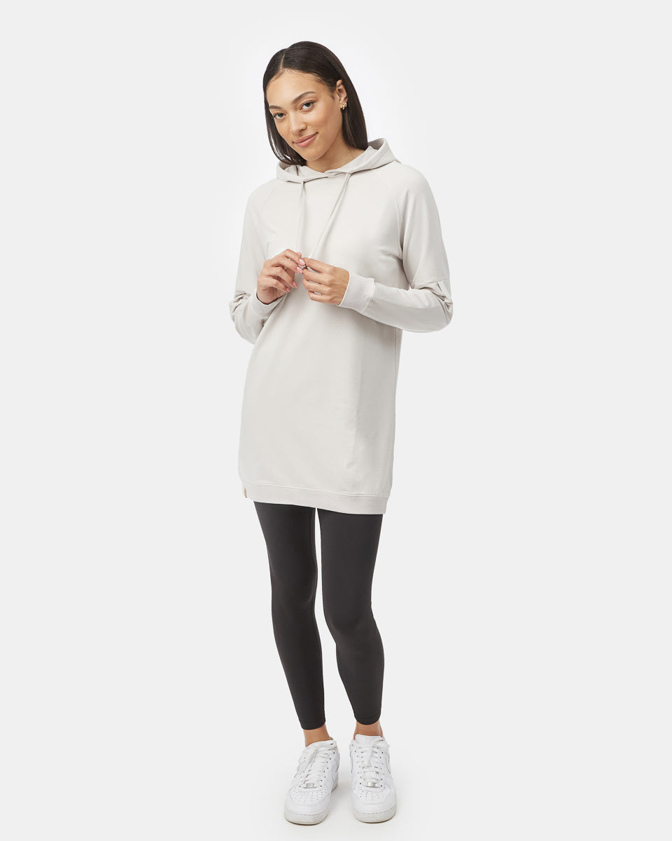 Tentree Women's Oversized French Terry Hoodie Dress - Silver Grey Cloud