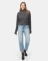 Tentree Women's Highline Rib Cropped Mock Neck - Dark Grey Heather