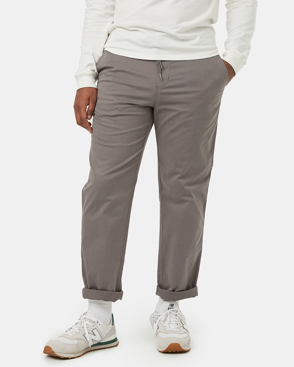 Tentree Men's Stretch Twill Straight Pull On Pant - Granite Grey