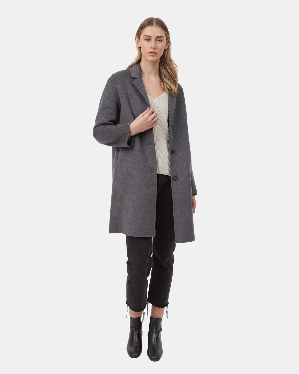 Tentree Women's Wool Longline Coat - Slate Grey