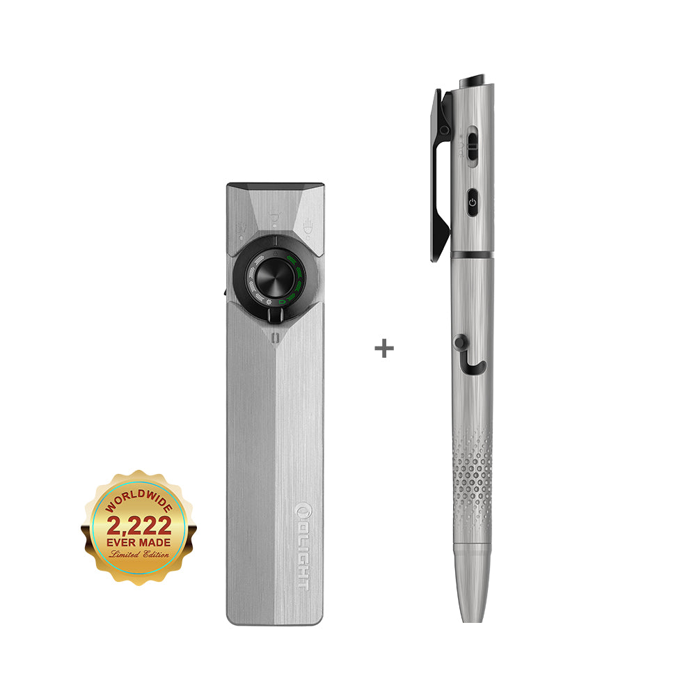 Olight Titanium Duo ArkPro Ultra Titanium flashlight and O’Pen 3 Ti matching set