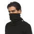 Expedition weight fleece lined neck gaiter, man wearing black neck gaiter over nose and mouth, front three-quarter view