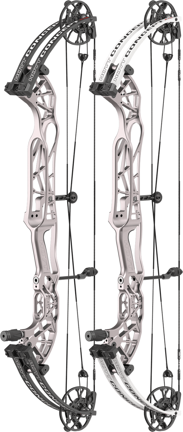 Hoyt Concept XTS 37 target bow in Ti Silver with black and white limb finishes
