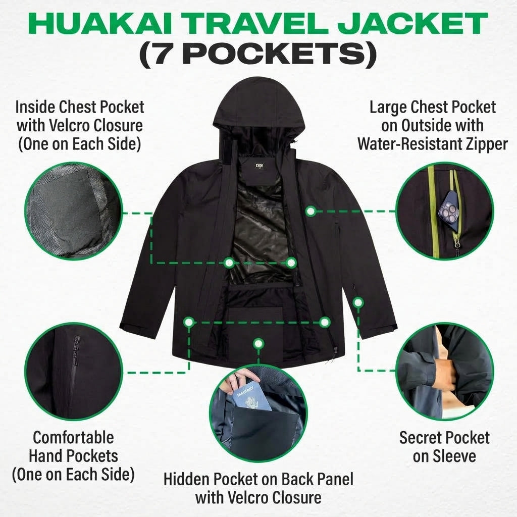 COR Surf The Huakai Travel Rain Jacket - Black — view 2