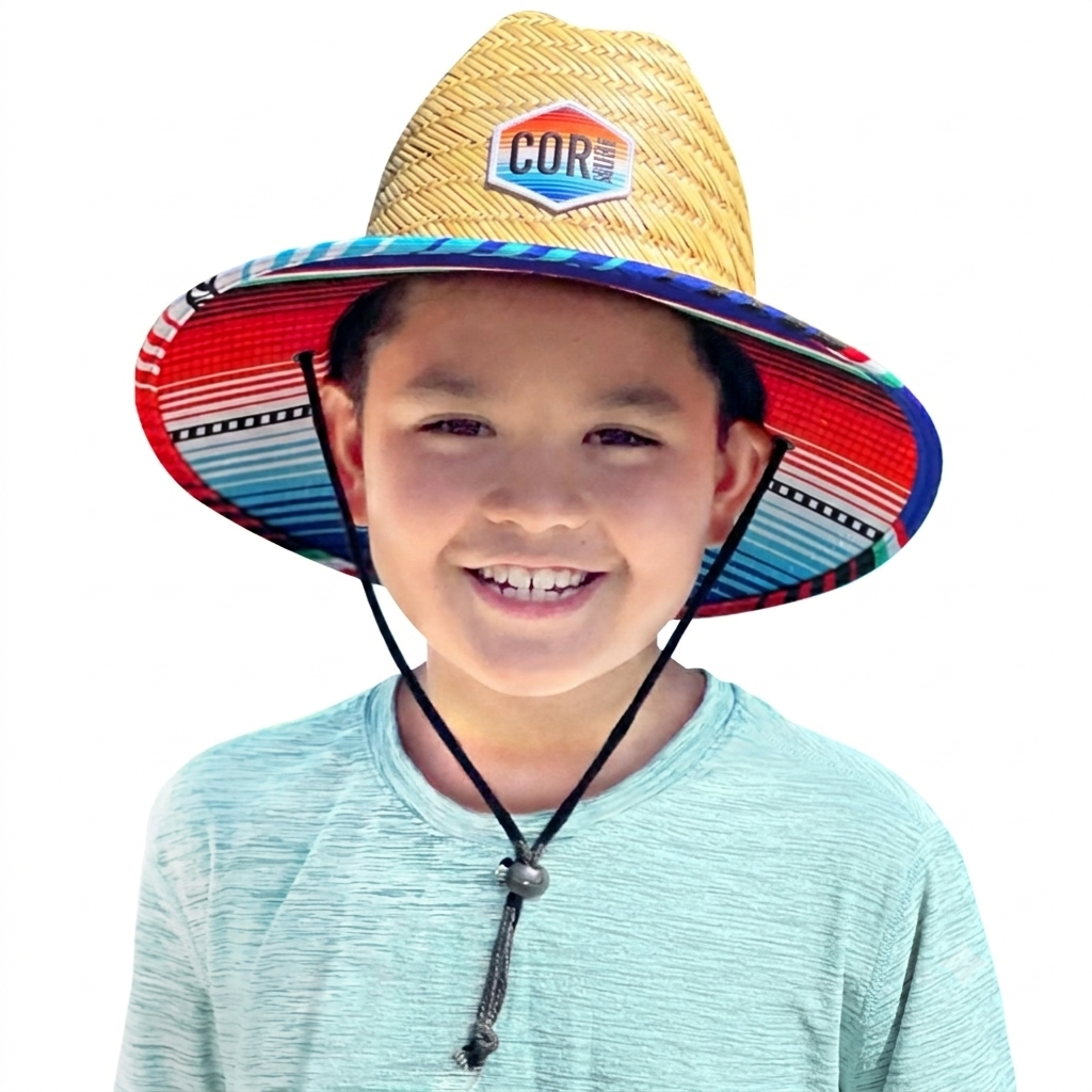 COR Surf Kids Straw Hat Summer Beach Hat for Boys and Girls - Sarape
