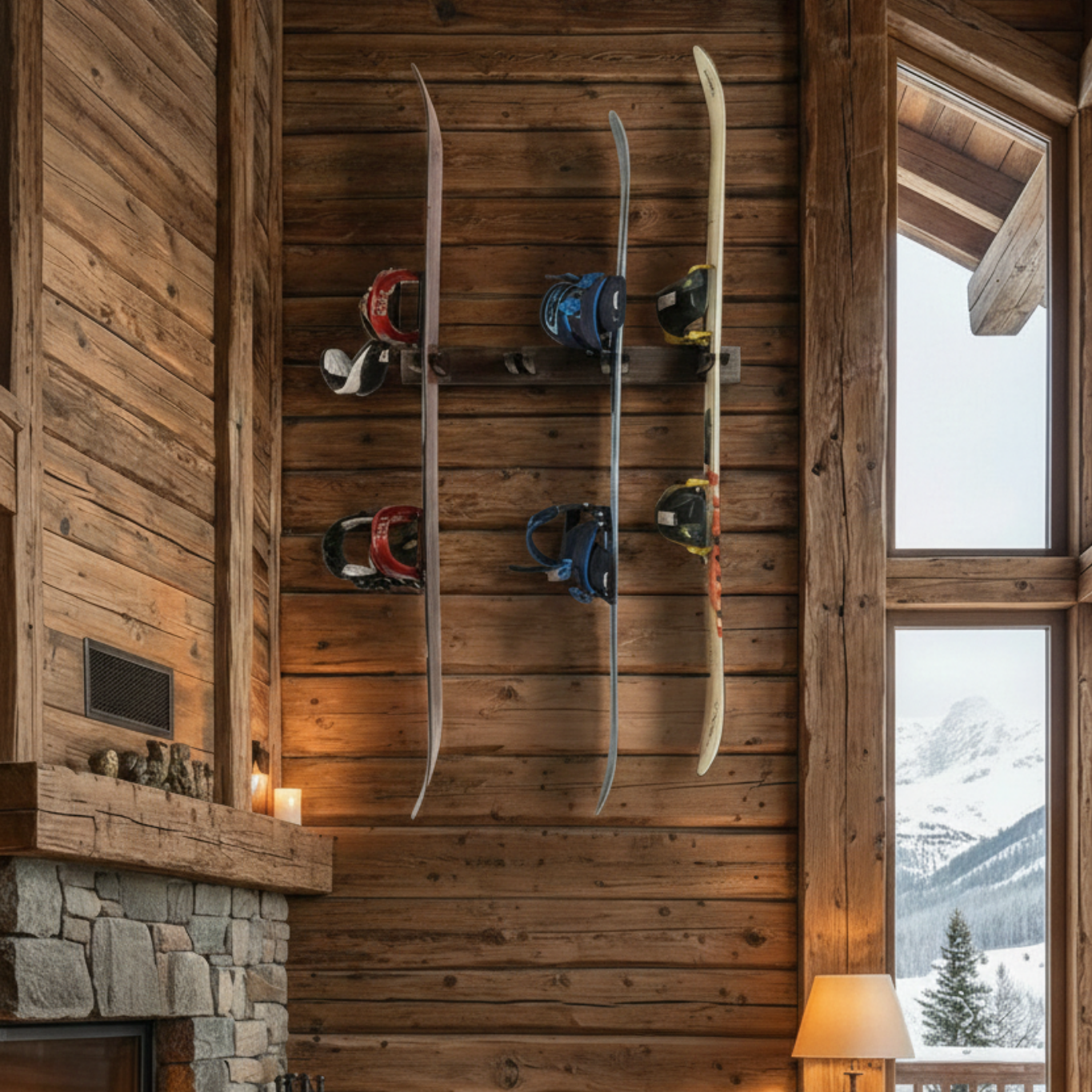 StoreYourBoard Tuscarora Wood Ski & Snowboard Rack — product view 3