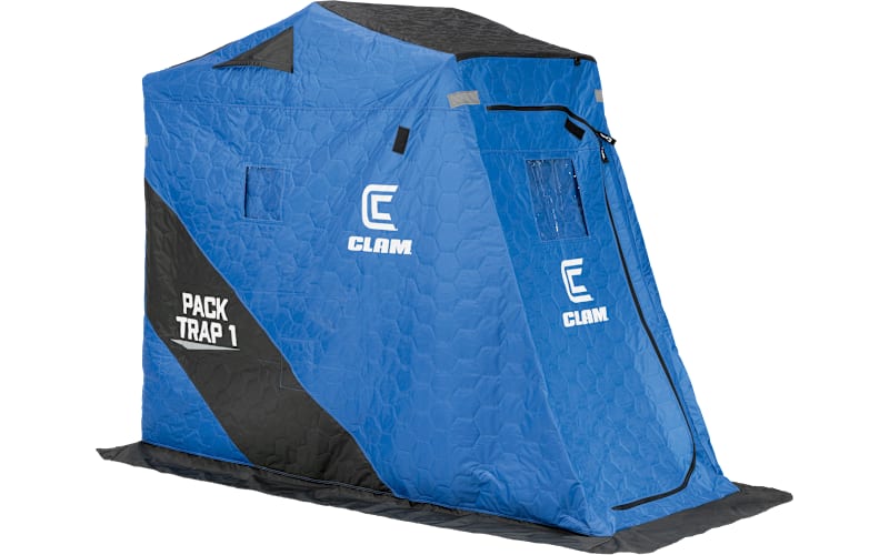 Clam PackTrap 1 Ice Shelter — Blue/Black/Gray / 73 inch height