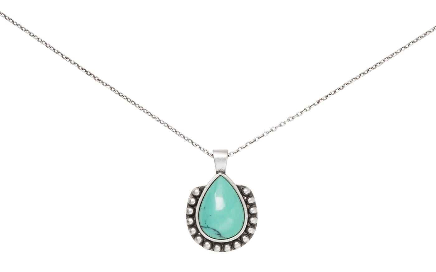 Amanda Blu Silver Tear Drop Design Blue Green Necklace — Silver / Blue Green