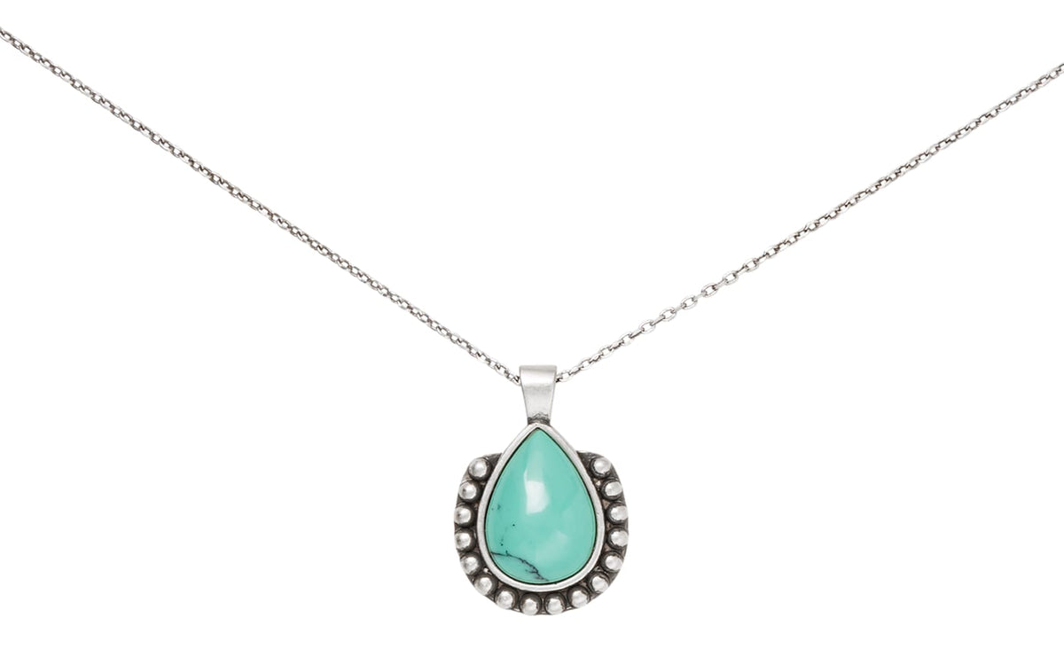 Amanda Blu Silver Tear Drop Design Blue Green Necklace — Silver / Blue Green