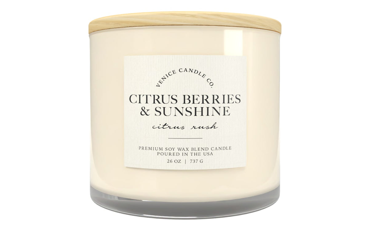 Scentsational Soaps & Candles Venice Candle Co. Premium Soy-Wax Blend Candle — Citrus Berries and Sunshine / 26 oz