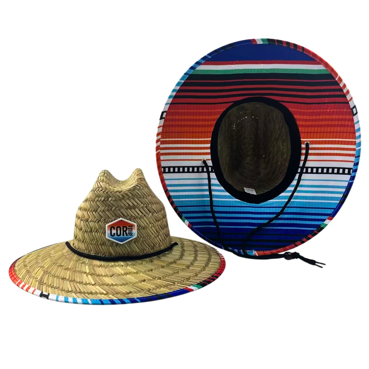 COR Surf Straw Lifeguard Sun Beach Hats for Adults - Sarape