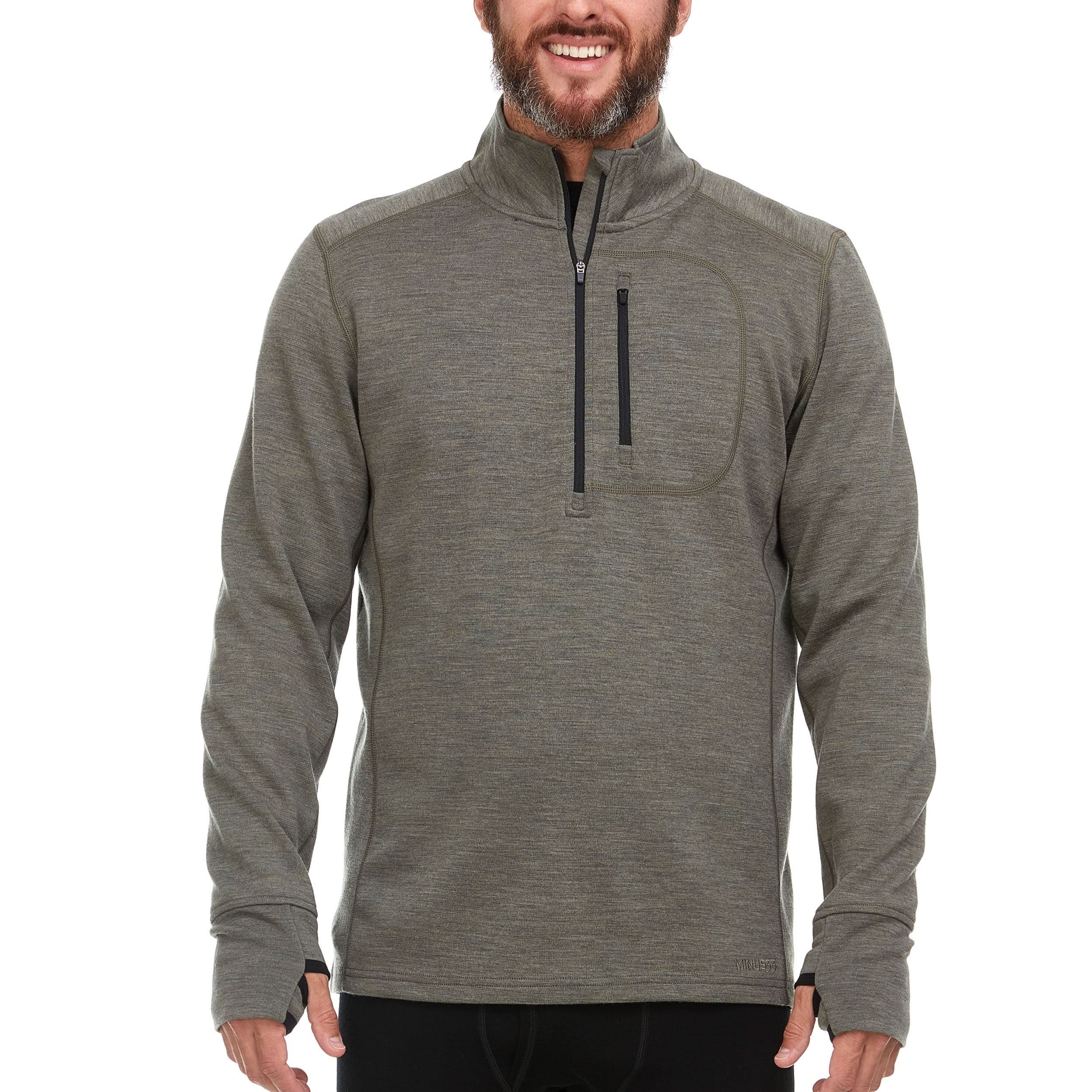 Minus33 Merino Wool Clothing Wilderness Expedition Men's Wool 1/4 Zip. The zipper garage keeps the chill off your skin, and it's as easy as unzipping to vent out when you work up a sweat.