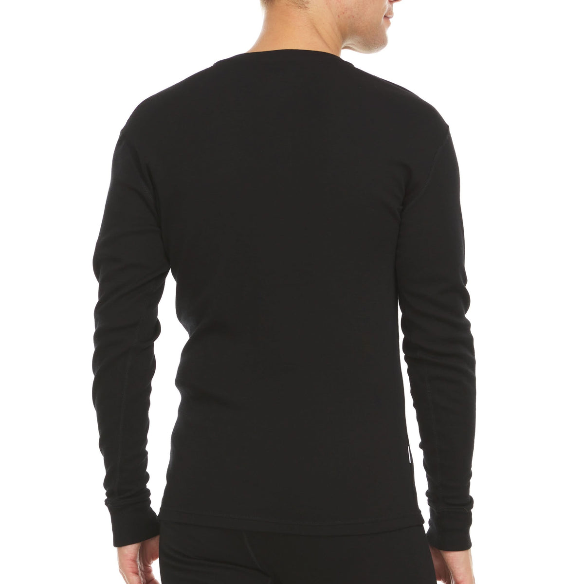 Midweight - Men's Long Sleeve Button Up 100% Merino Wool. Our best-selling Midweight fabric now as a long-sleeve henley. midlayer, back view