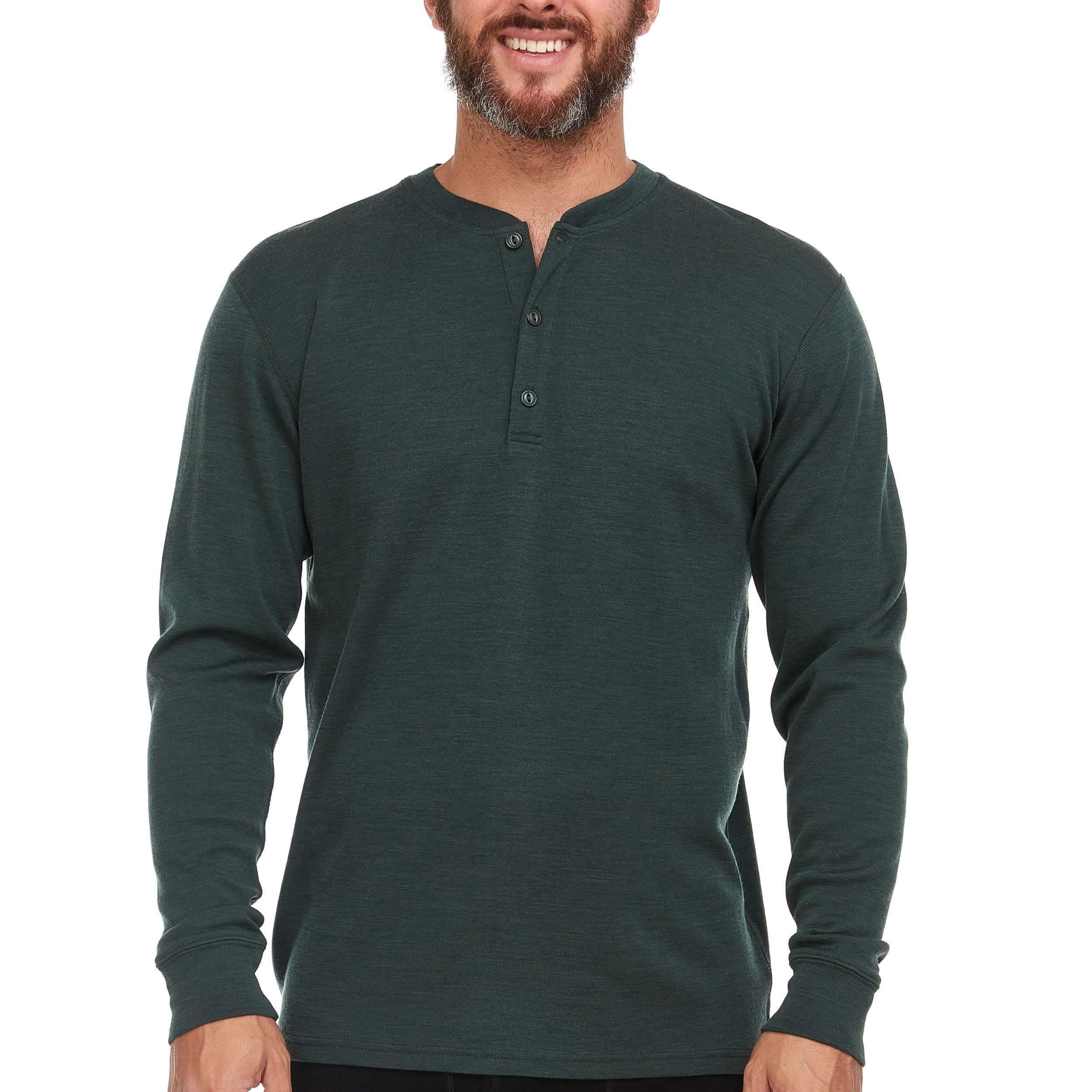 Midweight - Men's Long Sleeve Button Up 100% Merino Wool. Our best-selling Midweight fabric now as a long-sleeve henley. midlayer