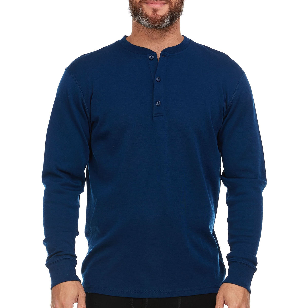 Midweight - Men's Long Sleeve Button Up 100% Merino Wool. Our best-selling Midweight fabric now as a long-sleeve henley. midlayer. View 1.