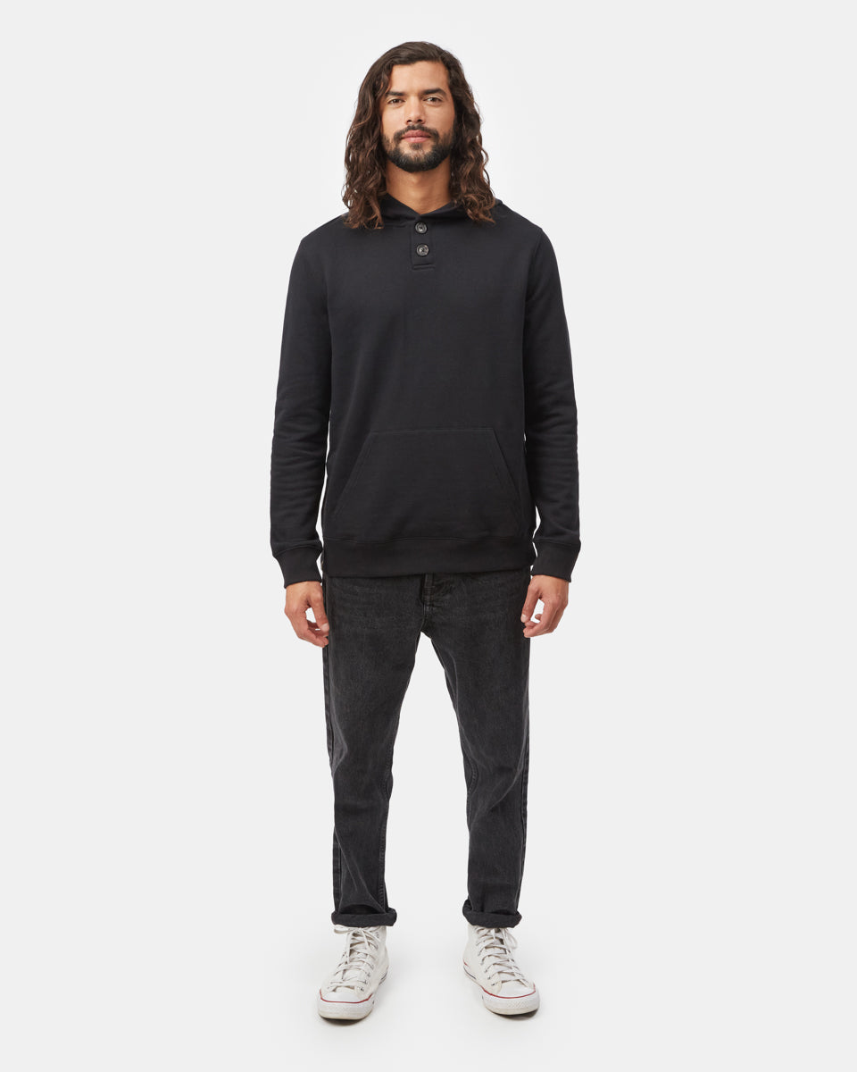 Tentree Men's Treefleece 1/4 Button Hoodie - Meteorite Black