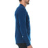Side view of a navy midweight merino wool mock neck top