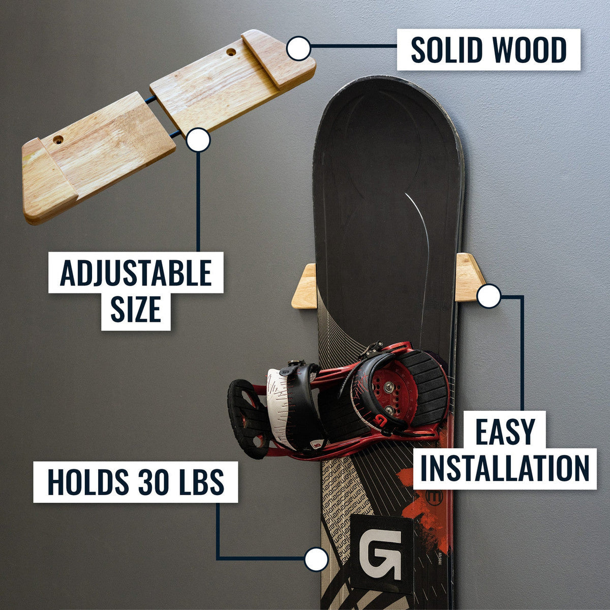 Taos Snowboard Storage | Minimalist Wood Display Rack - product view 5